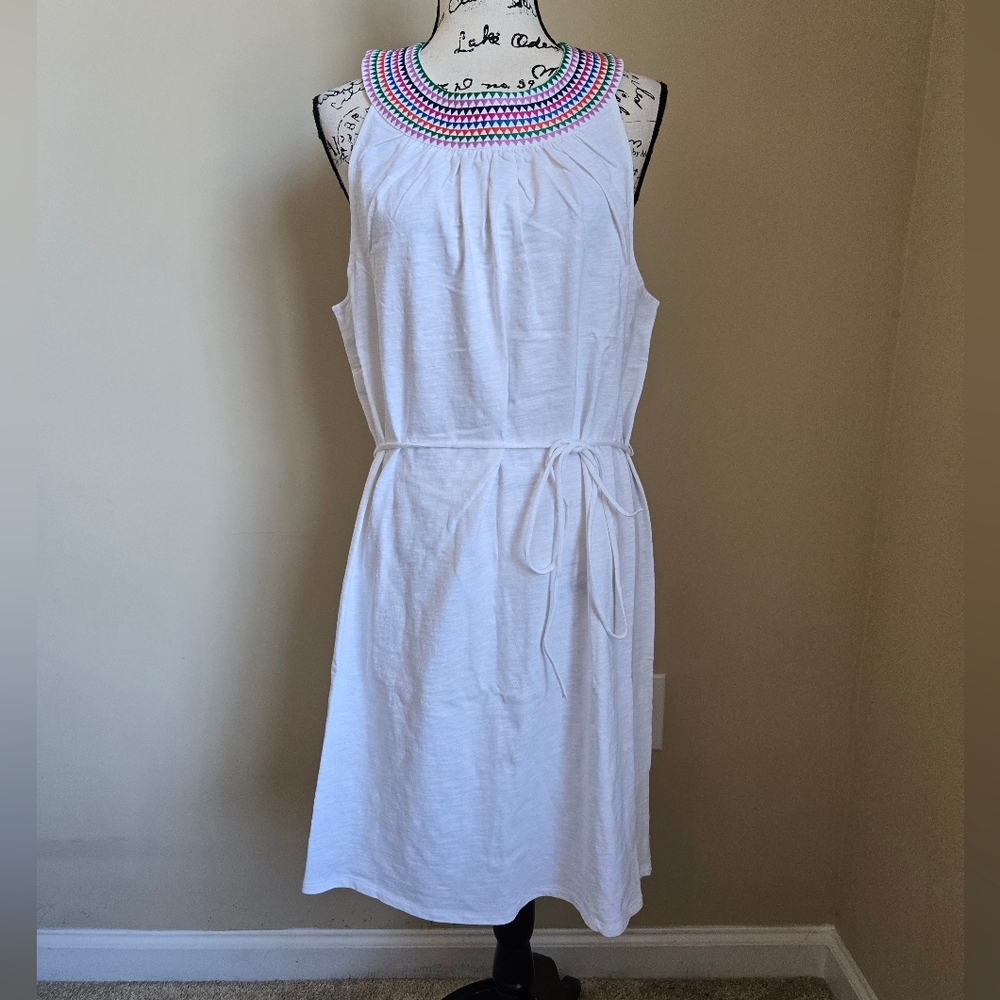 Boden Sleeveless Dress Womens 14R White Cotton Jersey